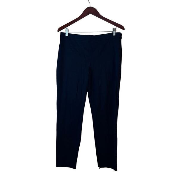Theory Pants - Theory Women’s Navy Blue Cotton Slim Leg Ankle Pant Dress Zip Hem 12